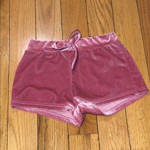 Pink velvet shorts